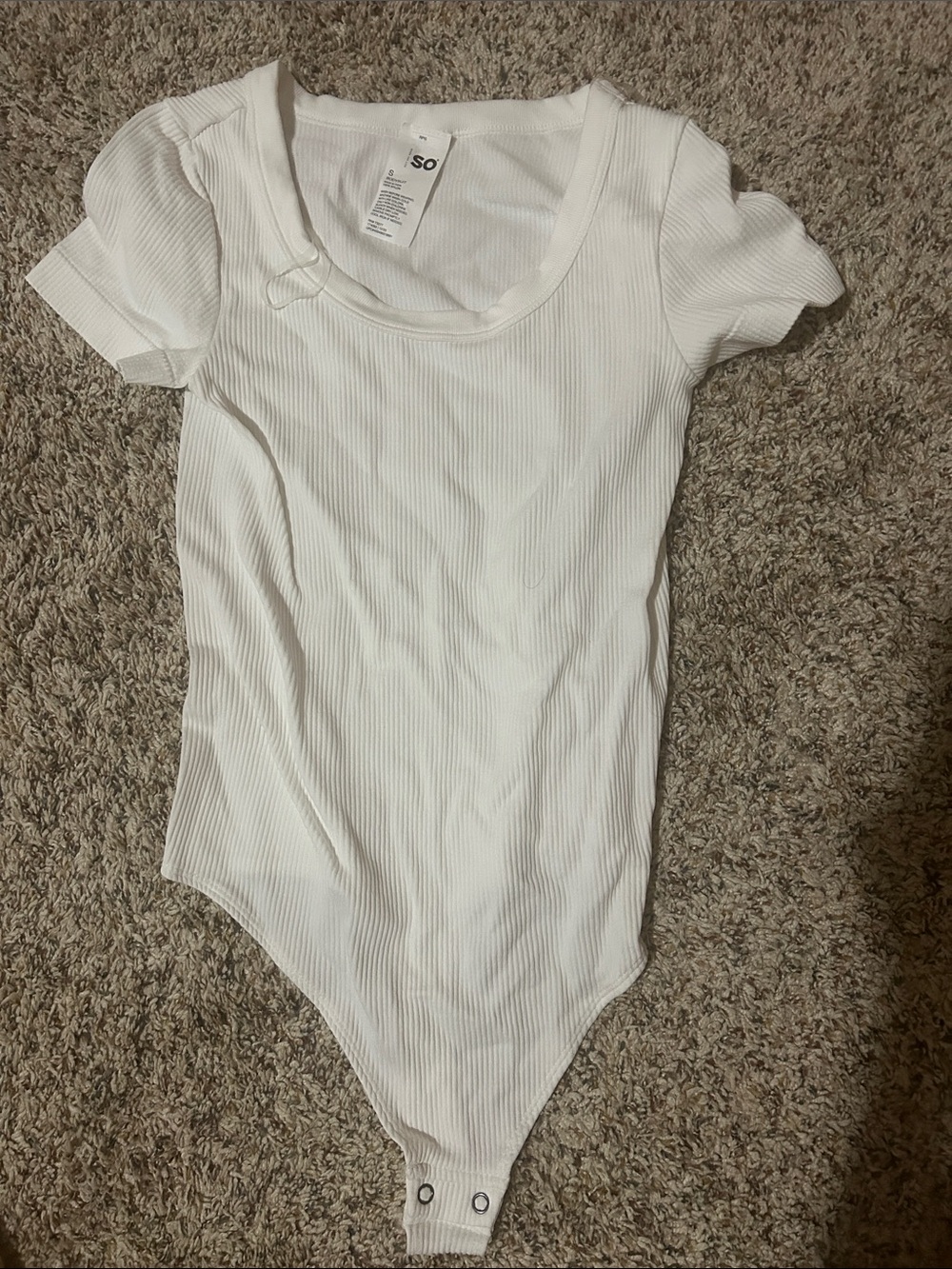 SO White Ribbed Short Sleeve Bodysuit